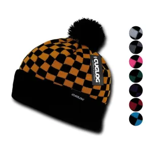 1 Dozen Cuglog Changbai Beanies Checker Flag Style Cuffed Caps Hats Wholesale