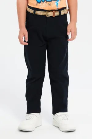 Boys Black Belted Trousers