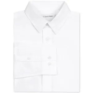 Calvin Klein Big Boys Slim Fit Solid Stretch Poplin Shirt