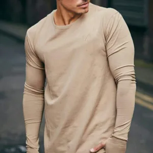 Casual Solid Color Round Neck Loose Long Sleeve T-Shirt