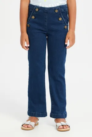 Girls Navy Straight Fit Denim Jeans