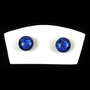 Handmade Large Dichroic Glass Studs in Midnight Blue Tili Glass