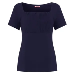 Joe Browns 12 Navy Minnie Ruched Front Jersey Top