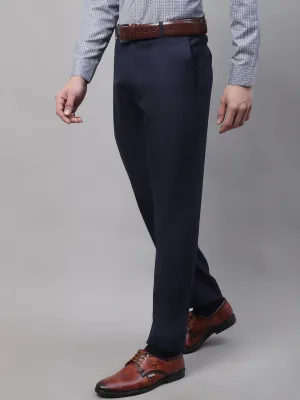 Men'S Navy Tapered Fit Formal Trousers