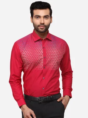 Red Printed Slim Fit Party Wear Shirt | Greenfibre