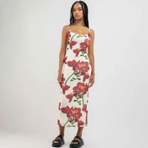 Spaghetti Strap Floral Print Stretch Slim Fit Dress Summer Waist Sheath Dress